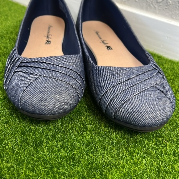 American Eagle Denim Twist Toe Preppy Casual Ballet Office Flats - Picture 5 of 10